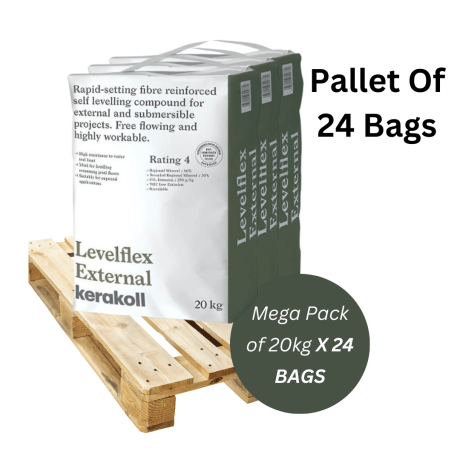 Kerakoll Levelflex External Rapid Set Fibre Reinforced Self Levelling Compound 20kg Half Pallet (24 Bags)